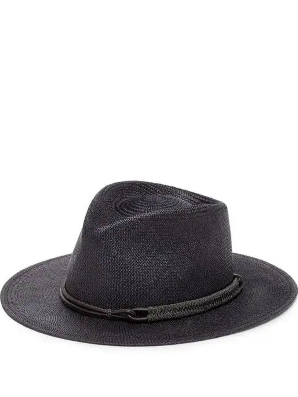 Brunello Cucinelli Black Straw Fedora with Natural Tag